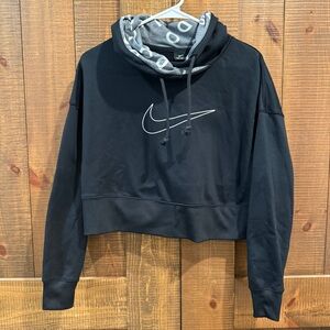 Nike Dri-FIT Cropped Hoodie Just Do It Hood Graphic Athletic Sweatshirt